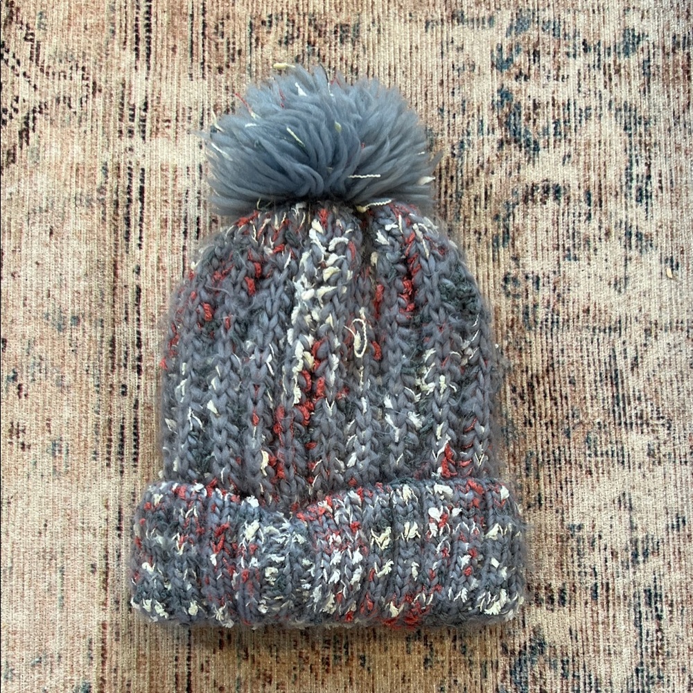 Kids' Multicolor Knit Beanie with Pom-Pom